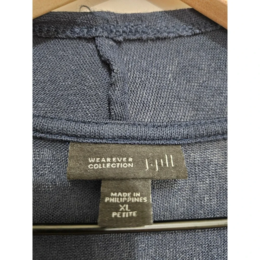 J. Jill Wearever‎ Navy Blue Open Front Cardigan Sweater XL Petite Rayon Lycra